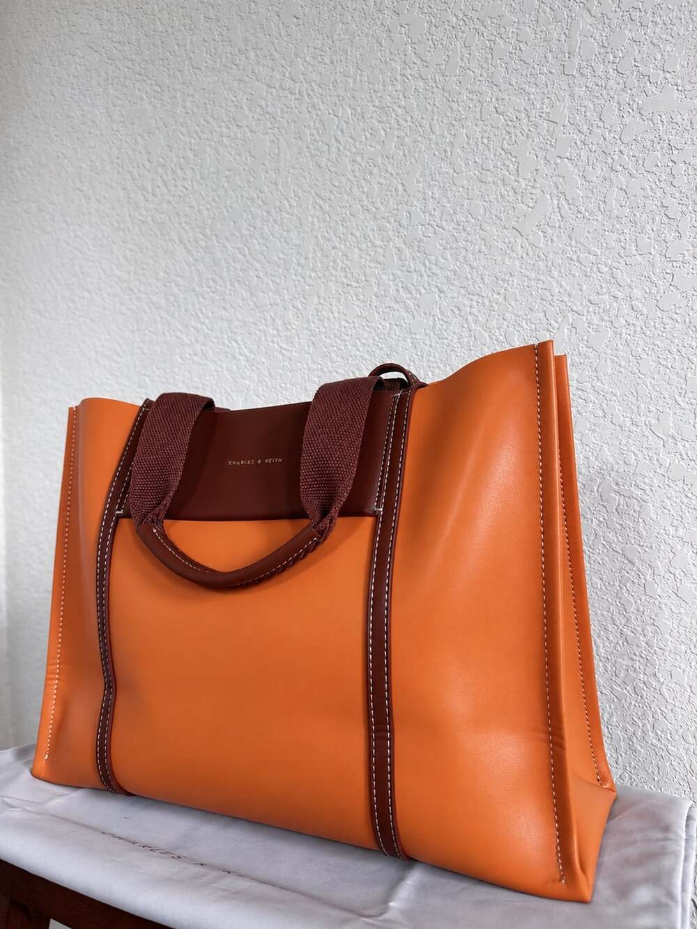 Charles & Keith Shalia Tote Bag Pumpkin Orange Brown
